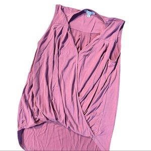 Sleeveless Pink Top. Size S. Longer in back. Crossover at chest